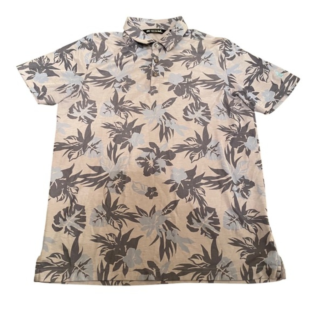 Travis Mathew Mens Golf Polo Shirt Marsh Creek Floral Print Size L